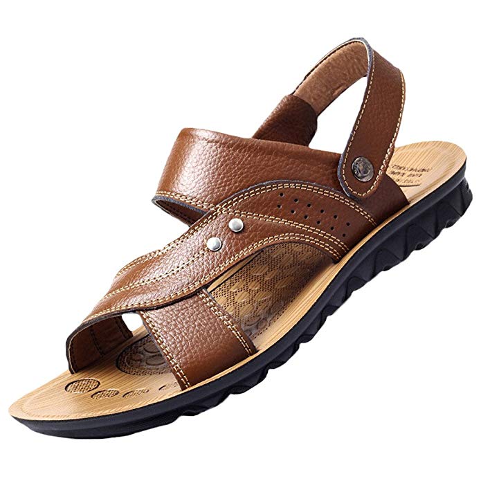 Mordenmiss Men's Summer New Leather Beach Slippers Sandals