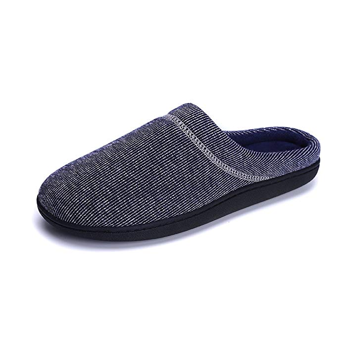 QYTBM Mens Memory Foam Anti-Slip Knitted Breathable House Slippers