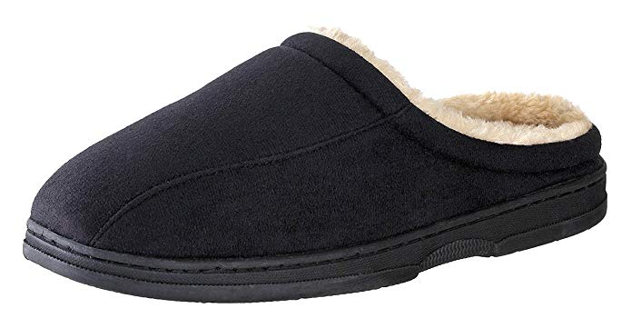 Urban Fox Mens Suede Slippers for Men I Thickly Padded I Faux Fur Lining I Comfortable House Shoes Slippers