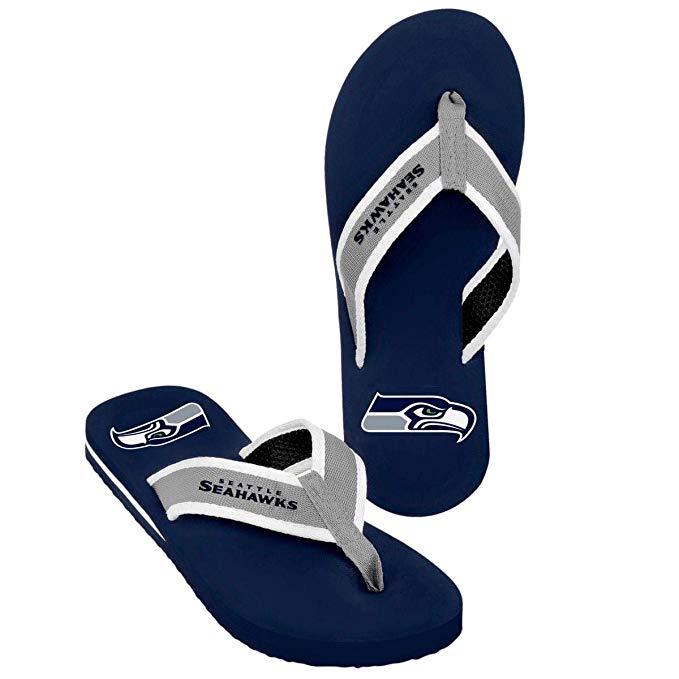 NFL Seattle Seahawks Mens Team Color Contour Flip Flops X-Large (12-13)