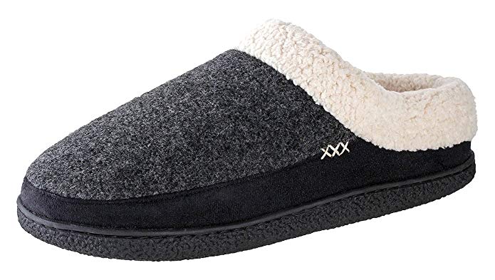 Urban Fox Everson Suede Slippers for Men I Micro-Suede I House Shoes I Rubber-Sole | Faux Fur Men's Slippers