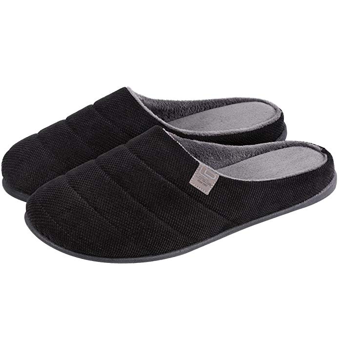 LongBay Men's Memory Foam Slippers Anti-Slip Indoor Closed Toe Light Weight Shoes