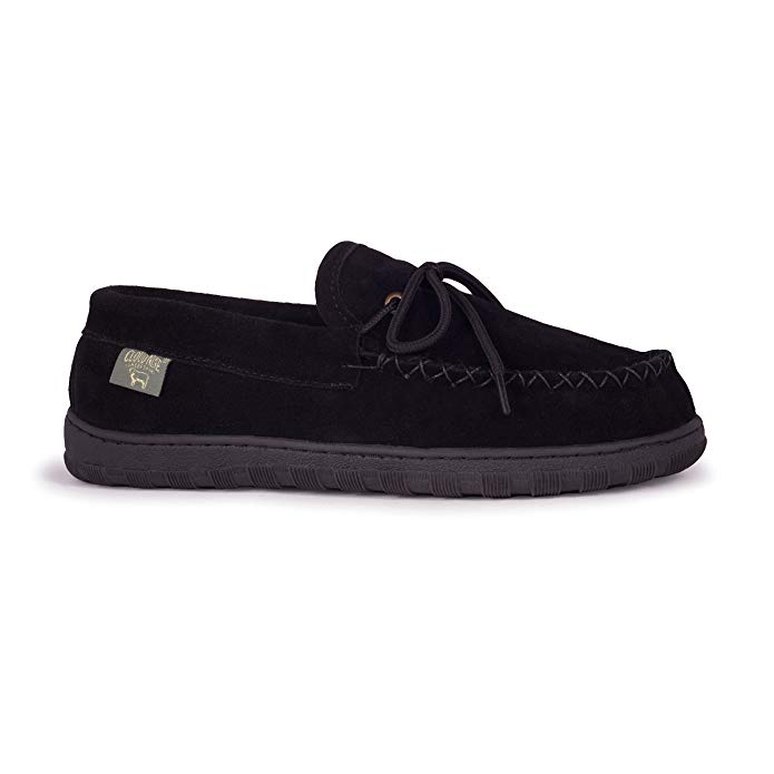 RJ's Fuzzies Mens Sheepskin Leather Lined Moccasins (Black, 11)