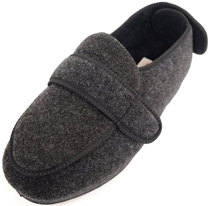 ABSOLUTE FOOTWEAR Mens Orthopaedic/Extra Wide Fit Adjustable Slipper Boot/Slippers