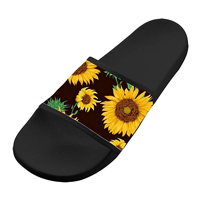 Hawaii Sunflower Unisex Adullt House Sandal Slippers Beach Flats Flip Flops Open toed Slide Shoes