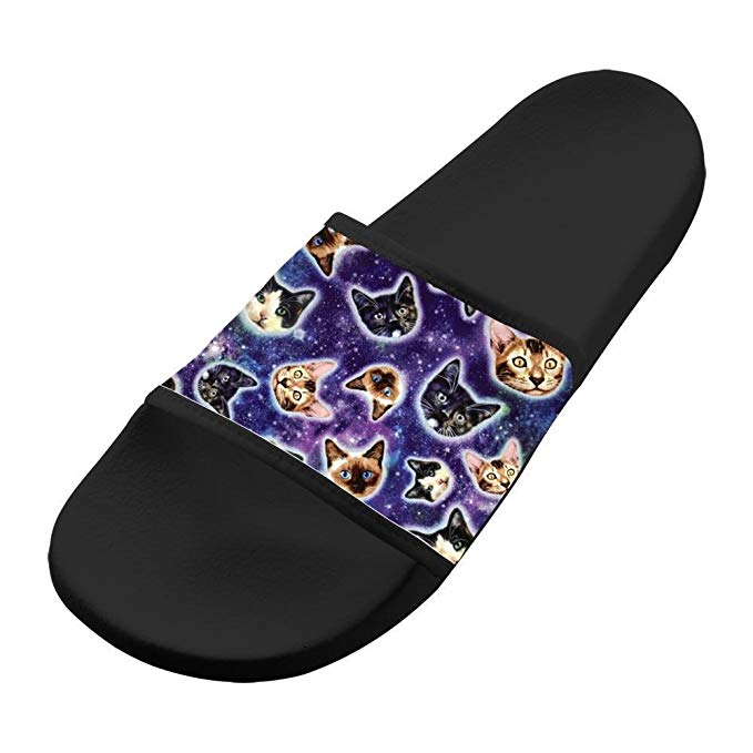 Cute Art Cat Unisex Adults Home Sandal Slipper Bathroom Flats Flip Flops Open toed Slide Shoes