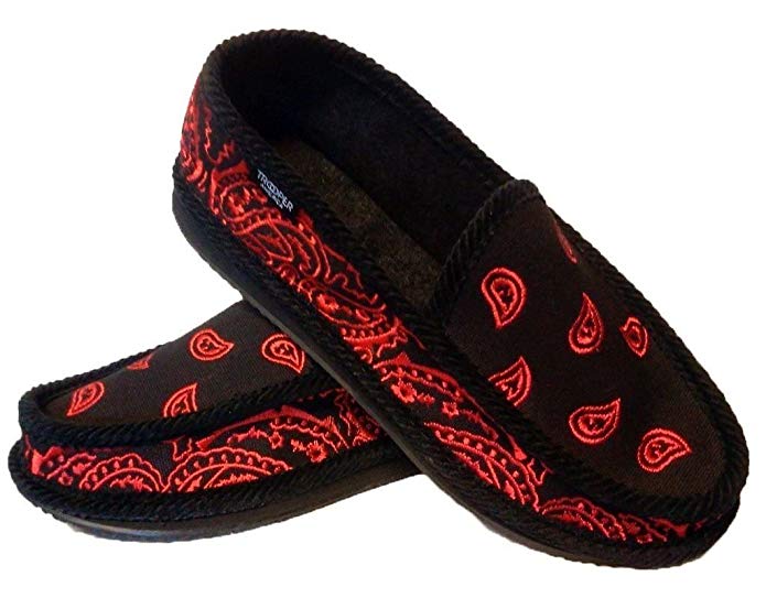 Black and Red Bandana House Shoes Slippers Trooper Brand Size 8 9 10 11 12 13