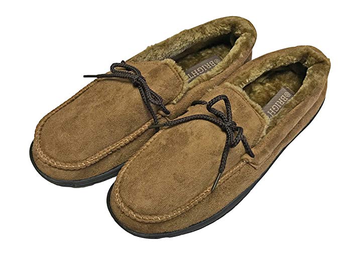 Men's Faux-Suede Moccasin Slippers with Soft Sole