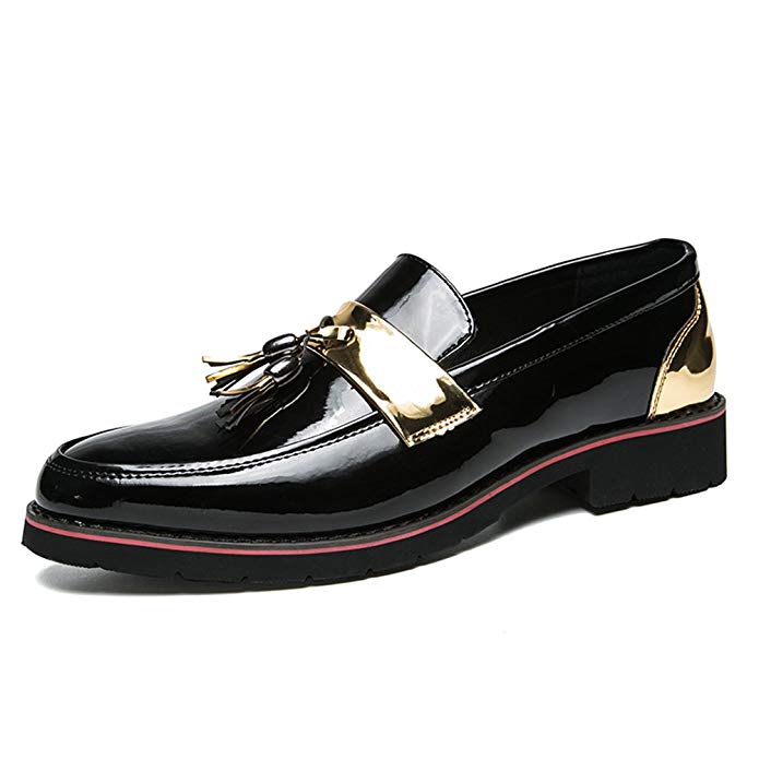 Men's Classic Dress Slip-On Loafers Vintage Tassels Noble Slippers Men Velvet Paint Leather Oxfords Shoes