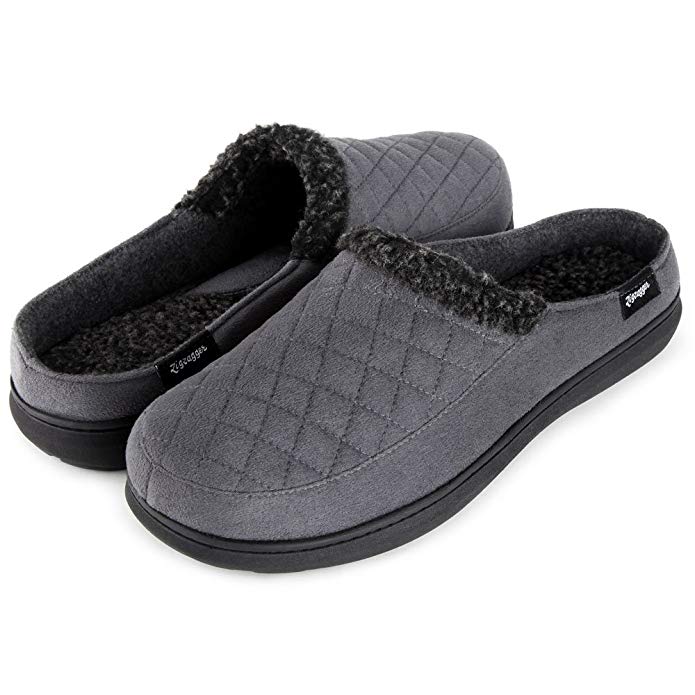 Zigzagger Men’s Suede Fabric Memory Foam Slippers Slip On Clog House Shoes Indoor/Outdoor