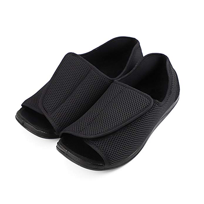 Men's Antimicrobial Premium Diabetic Slippers, Extra Extra Wide Slippers Adjustable Edema Shoes