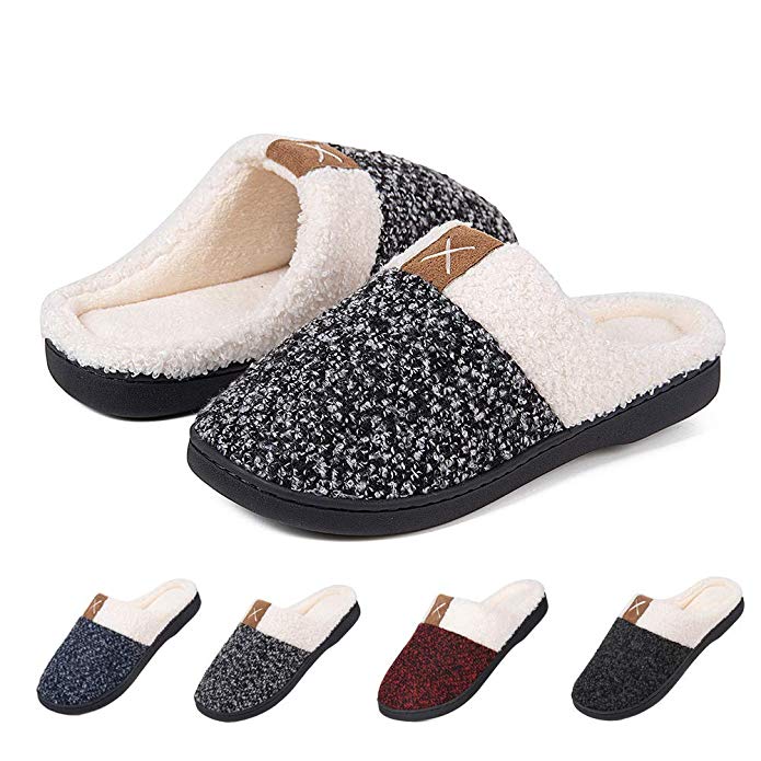 Men's House Shoes Women's House Slippers Warm Cotton Cozy Plush Fleece Memory Foam Lining Home Shoes Outdoor