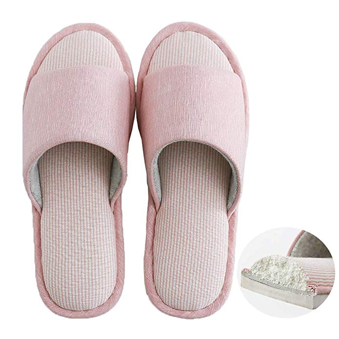 MAGILONA Women Mens Unisex Washable Cotton Open-Toe Home Slippers Indoor Shoes Casual Flax Soft Non-Slip Sole Shoes (5-6.5B US/240mm 37/38, Pink#6)