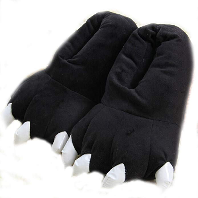 Mens Cartoon Animal Cosplay Costume Funny Paw Claw Shoes Winter Warm Soft Plush Flannel Indoor Home Slippers Non-slip Snow Ankle Boots