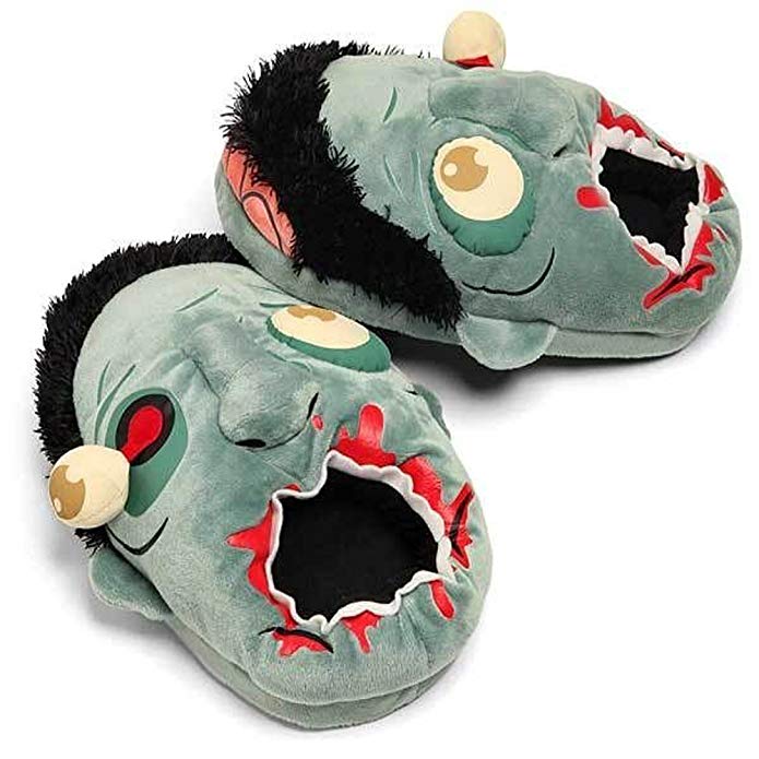 Zombie Plush Slippers Halloween Wacky Soft Baggy Womens Fluffy Slippers House Slippers