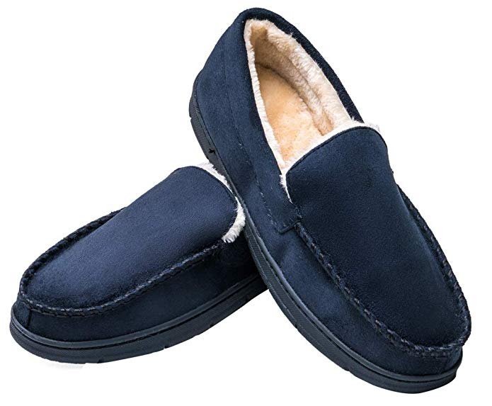 MIXIN Men's Casual Indoor Outdoor Comfortable Driving Moccasins Warm Lining Slippers Anti Slip Rubber Sole Loafers Shoes