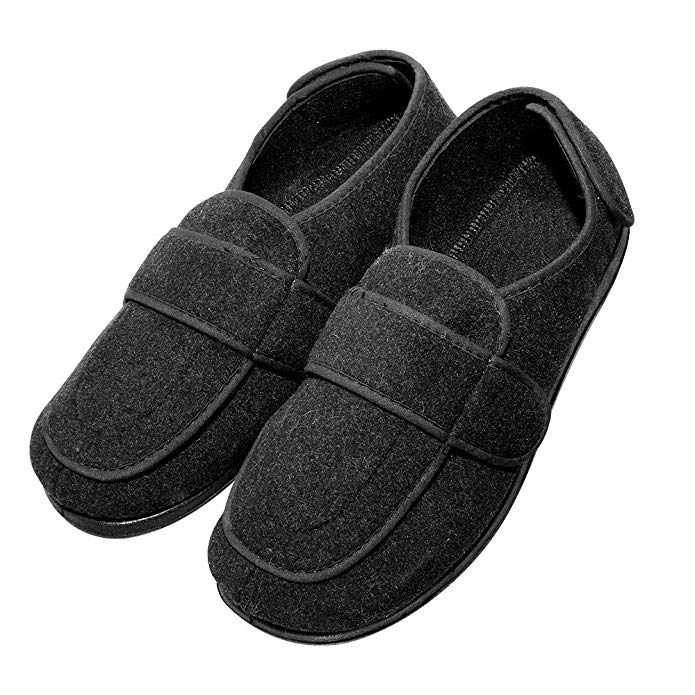 Cozy Ankle Men's Extra Wide Adjustable Slippers Edema, Diabetic and Swollen Feet Indoor/Outdoor Footwear