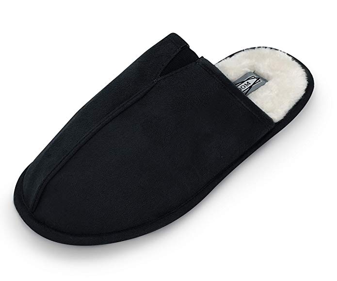 Men's Indoor Outdoor Plush Fur Lined Slip-on Scuff Memory Foam House Slippers