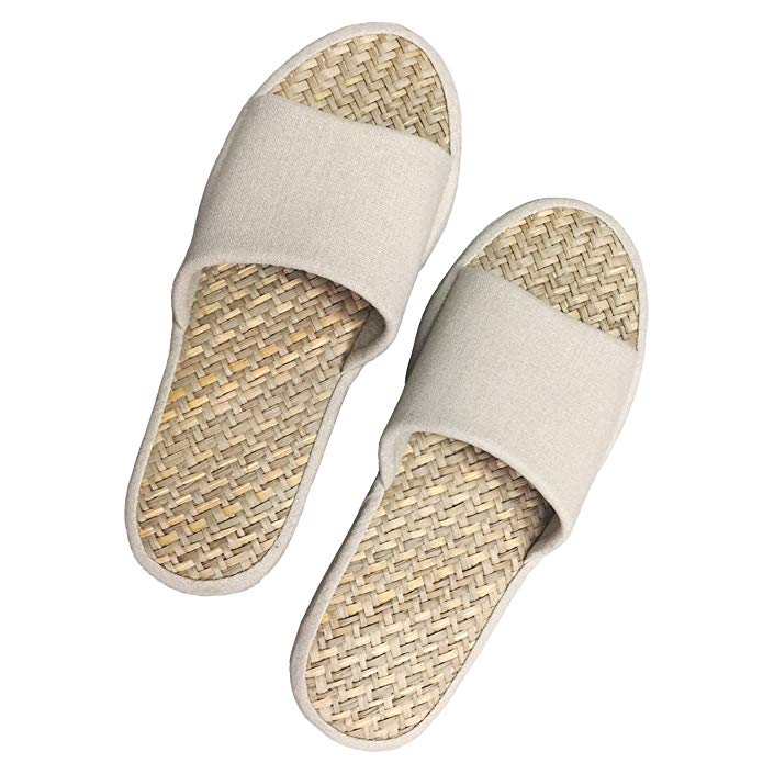 IPPINKA Natural Tatami Slippers, Medium, Fits Womens 9-10 / Mens 7-8