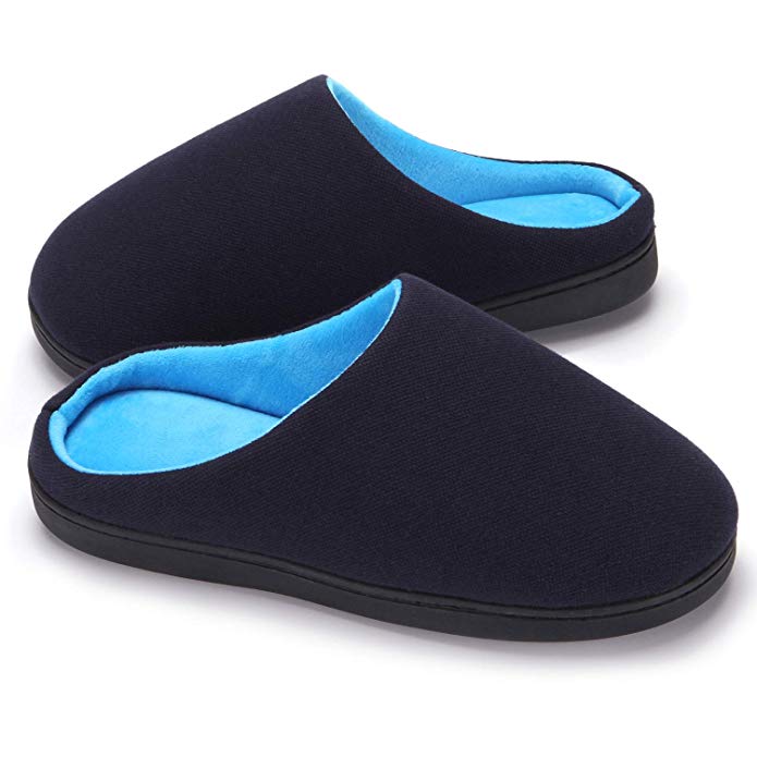 AMAWEI Men's Slippers Two-Tone Memory Foam House Bed Slippers Shoes Indoor & Outdoor