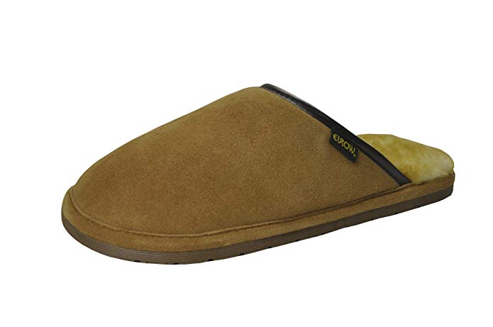 Eurow Men's Hardsole Sheepskin Scuff Slipper - Chestnut/Stoney