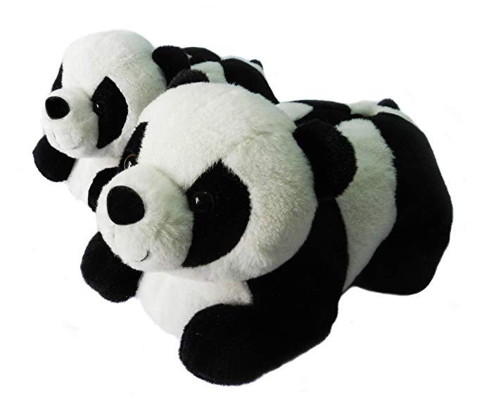 Onmygogo Indoor Fuzzy Winter Animal Panda Plush Slippers for Adult Women and Men