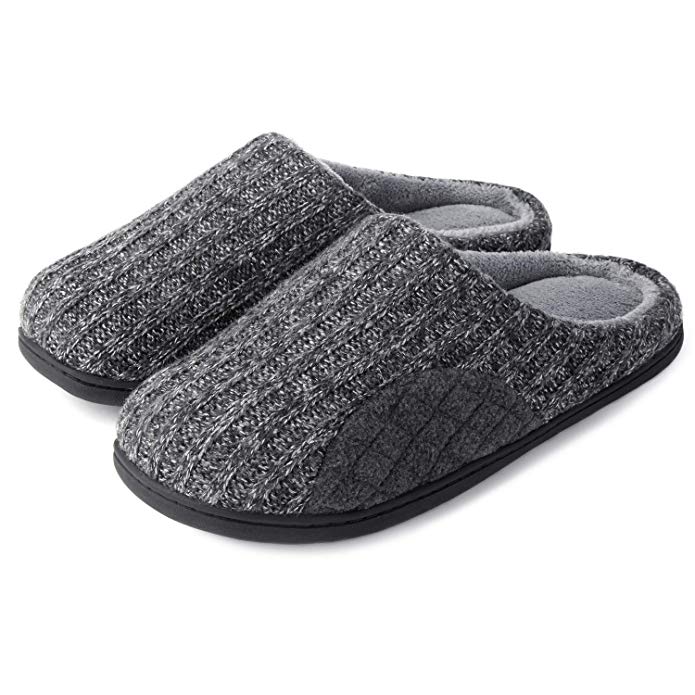 ULTRAIDEAS Men's Cashmere Cotton Knitted Autumn Winter Memory Foam Fabric Slippers