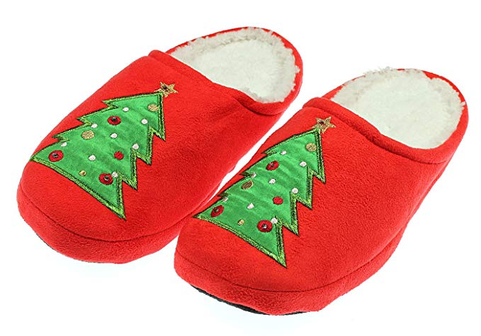 Bioworld Ugly Stuff LED Light Up Christmas Tree Men's Holiday Indoor/Outdoor Slippers