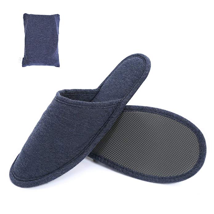 SUSYBAO Travel Slippers Ultra Soft Foldable Knitted Cotton with Non-Slip Sole Colorful Breathable Comfortable Lightweight Durable House Shoes for Home Travelling Hotel Airplane Car Office