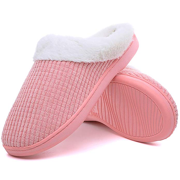 Oumanke Women's/Men's House Memory Foam Slippers Non-Skid Slip-on Comfortable Plush Indoor/Outdoor Shoes Traveling Leisure(Home, Hotel, Winter)