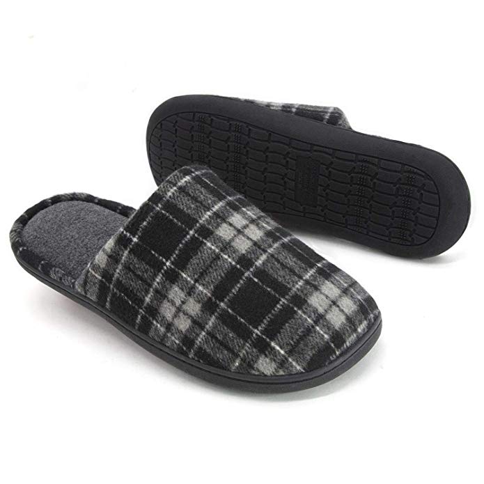 RockDove Men's Scuff Plaid Indoor Memory Foam Slides