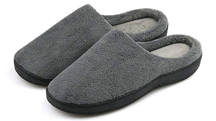 Men’s Slippers Memory Foam Warm Winter Slip on Daily Slippers Soft Fleece House Slippers Indoor Outdoor Anti Skid Sole