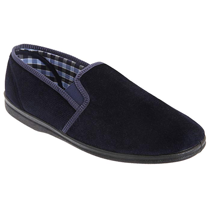 Sleepers Mens Simon Plain Gusset Velour Slippers