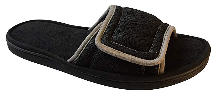 Dearfoams Men's Memory Foam Mesh Slide Sandal Slippers