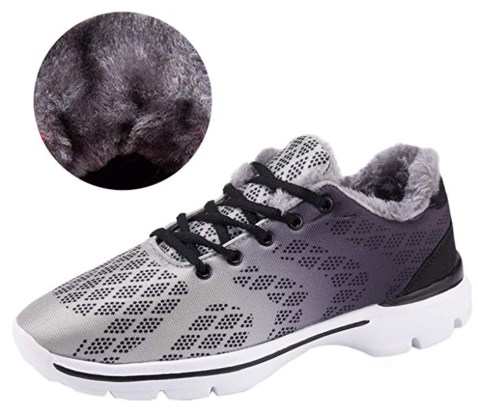 Mens House Slippers Winter Sneakers Fur Lined Indoor Outdoor Casual Walking Running Tennis Shoes