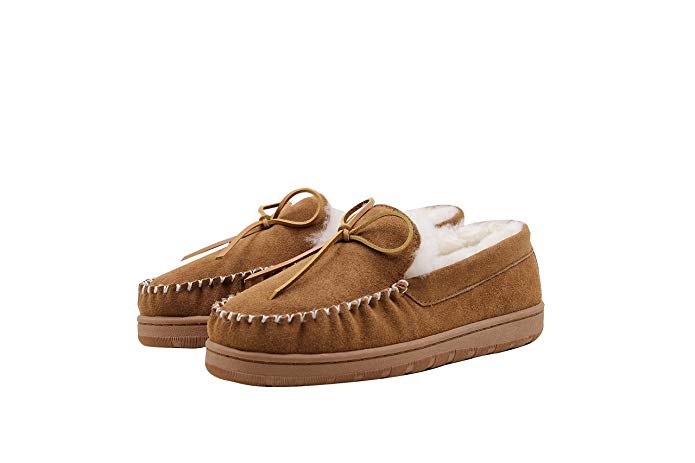 SUPERLAMB Men's Moccasin Sheepskin Slippers