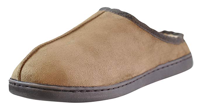 Van Heusen Men's Barry Open Back Faux Fur Slipper