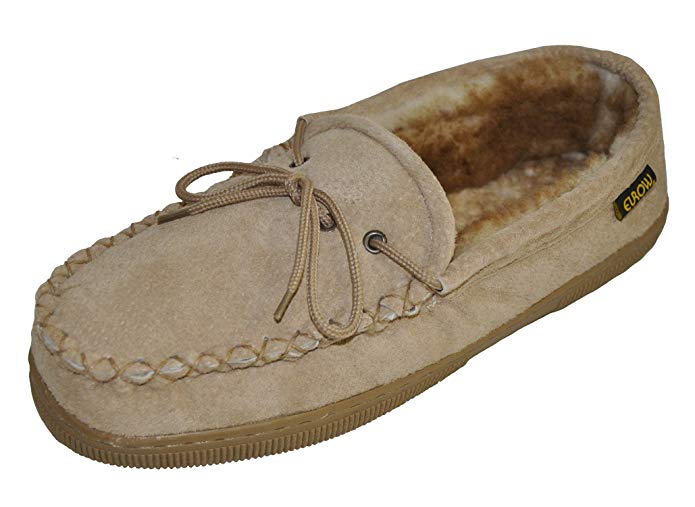 Eurow Sheepskin Men's Hardsole Moccasin - Chestnut/Stony