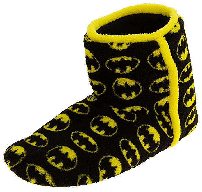 Mens Gorgeous Batman Textile Fleece Warm Boot Slippers