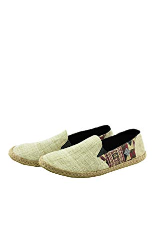 virblatt Comfortable Hemp Espadrilles Men with Ethnic Pattern Hemp Slippers - Passend