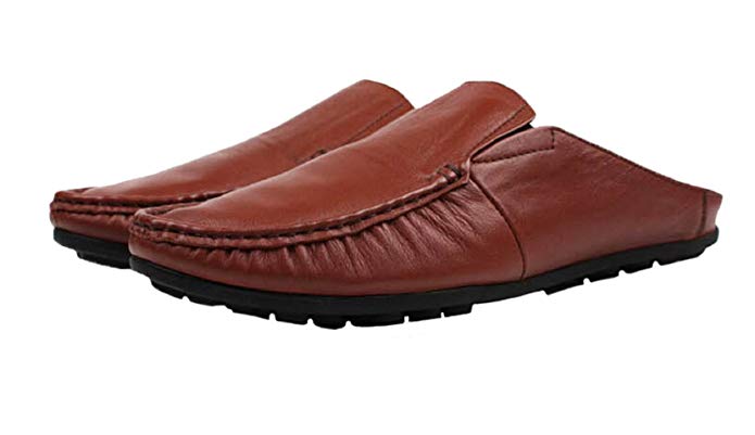 Santimon Scuff Backless Mens Leather Slippers Shoes