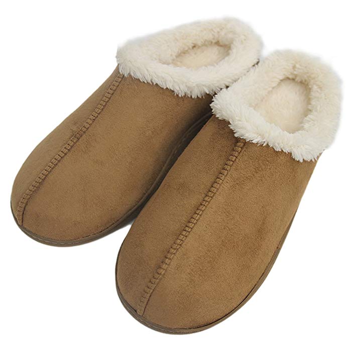 Forfoot Men's Slippers Cozy Fuzzy Fleece Memory Foam Slip On Clog House Shoes Indoor/Outdoor