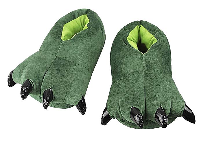 Unisex Paw Shoes Plush Dinosaur Claw Slippers Winter Warm Home Fuzzy Monster Slippers Halloween Fluffy Animal Costume