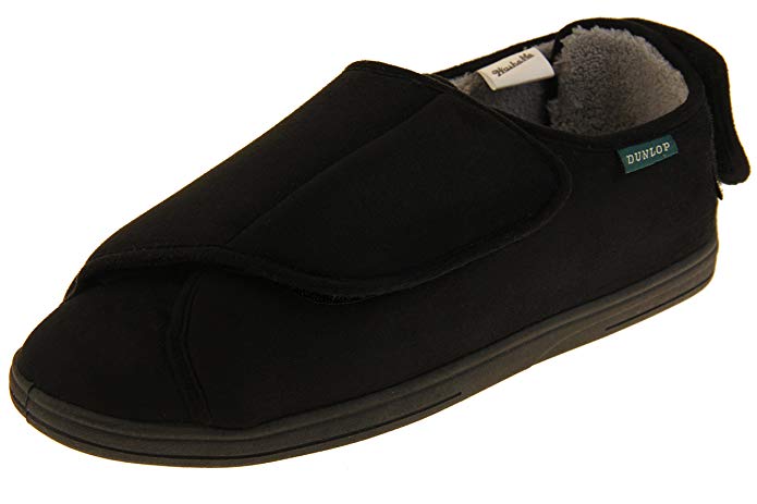 Dunlop Mens Fur Lined Touch Fastening Slippers