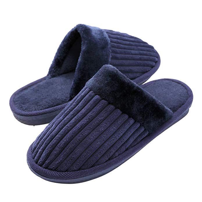 TRUEHAN Men House Indoor Slippers Winter Plush Soft Warm Lightweight ...
